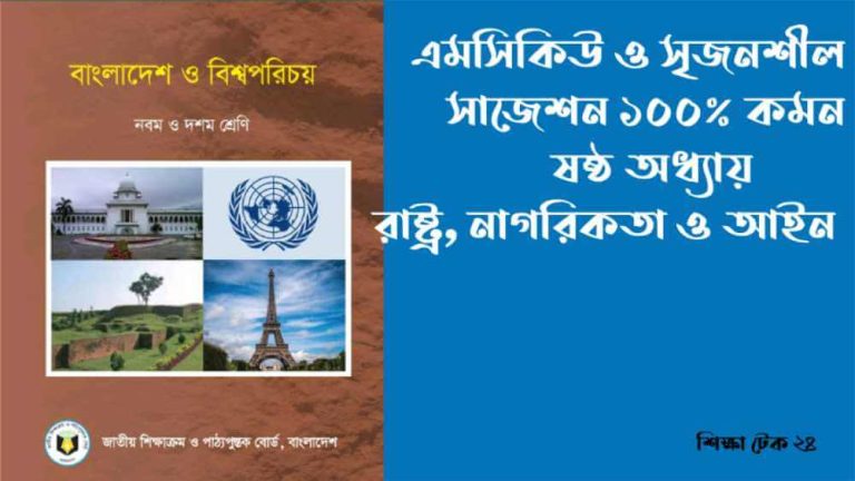 এসএসসি বাংলাদেশ ও বিশ্বপরিচয় ৬ষ্ঠ অধ্যায় MCQ