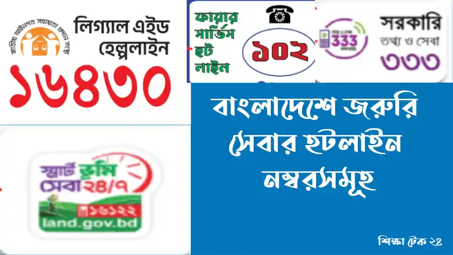বাংলাদেশে জরুরি সেবার হটলাইন নম্বরসমূহ