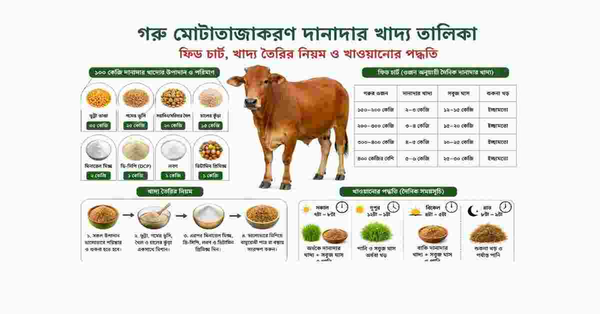 গরু মোটাতাজাকরণ খাদ্য তালিকা