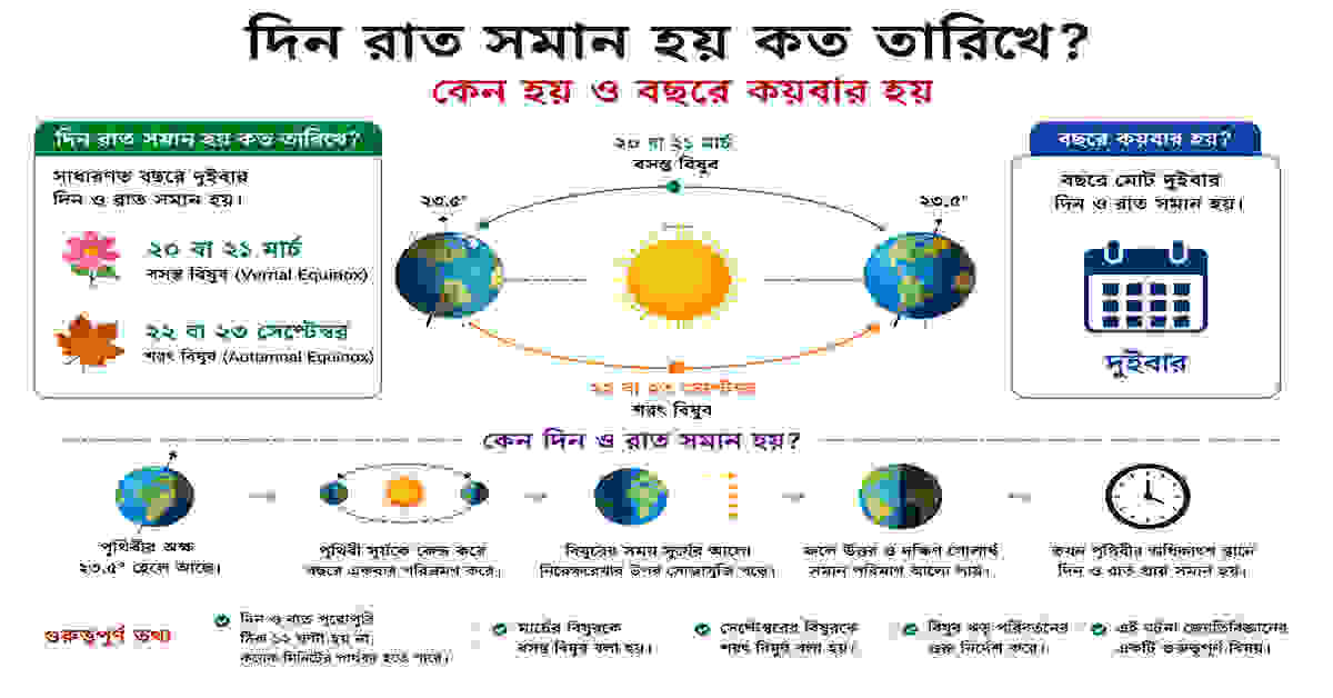 দিন রাত সমান হয় কত তারিখে