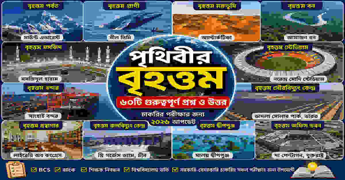 পৃথিবীর বৃহত্তম চাকরির পরীক্ষার প্রশ্ন উত্তর